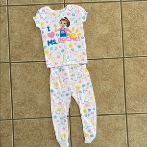 Rachel Kids Pajama Set - White with Colorful Print - 18M
